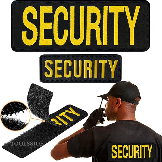 2 PCS Armed Security Officer Patches 4x10 & 2x5 Hook and Loop System - Security Patches for Uniforms with Embroidered Letters - Quality Grey Embroidery Patch - Armed Security Officer