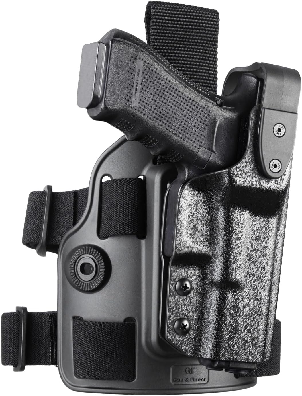 Level II G17 Duty Drop Leg Holster for Glock 17/19/(Gen1-5)，Glock 22/23/31/32(Gen1-4), Glock 19x/G44/G45,Kydex Drop Leg Platform Holster, Law Enforcement Duty Holster,Right Hand