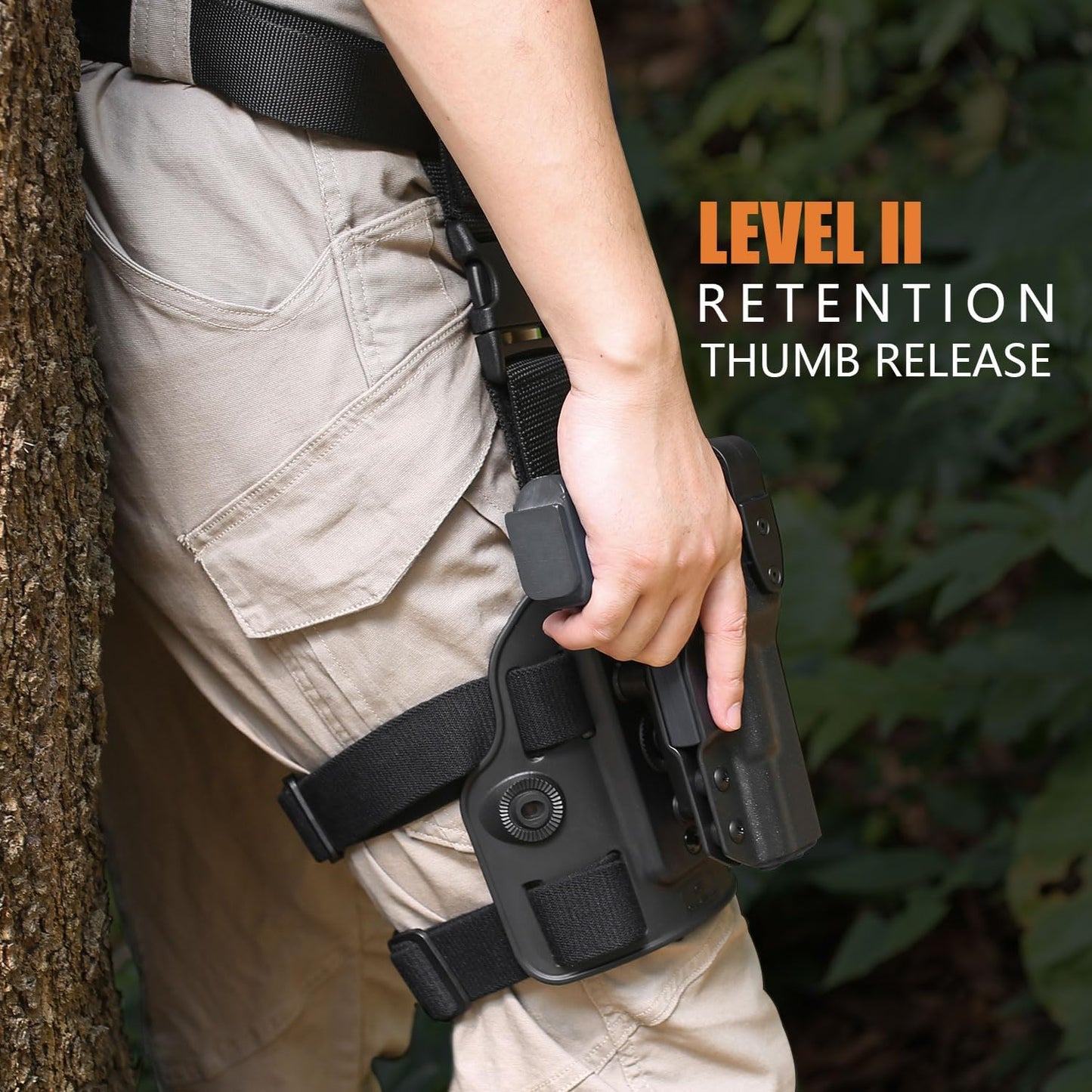 Level II G17 Duty Drop Leg Holster for Glock 17/19/(Gen1-5)，Glock 22/23/31/32(Gen1-4), Glock 19x/G44/G45,Kydex Drop Leg Platform Holster, Law Enforcement Duty Holster,Right Hand