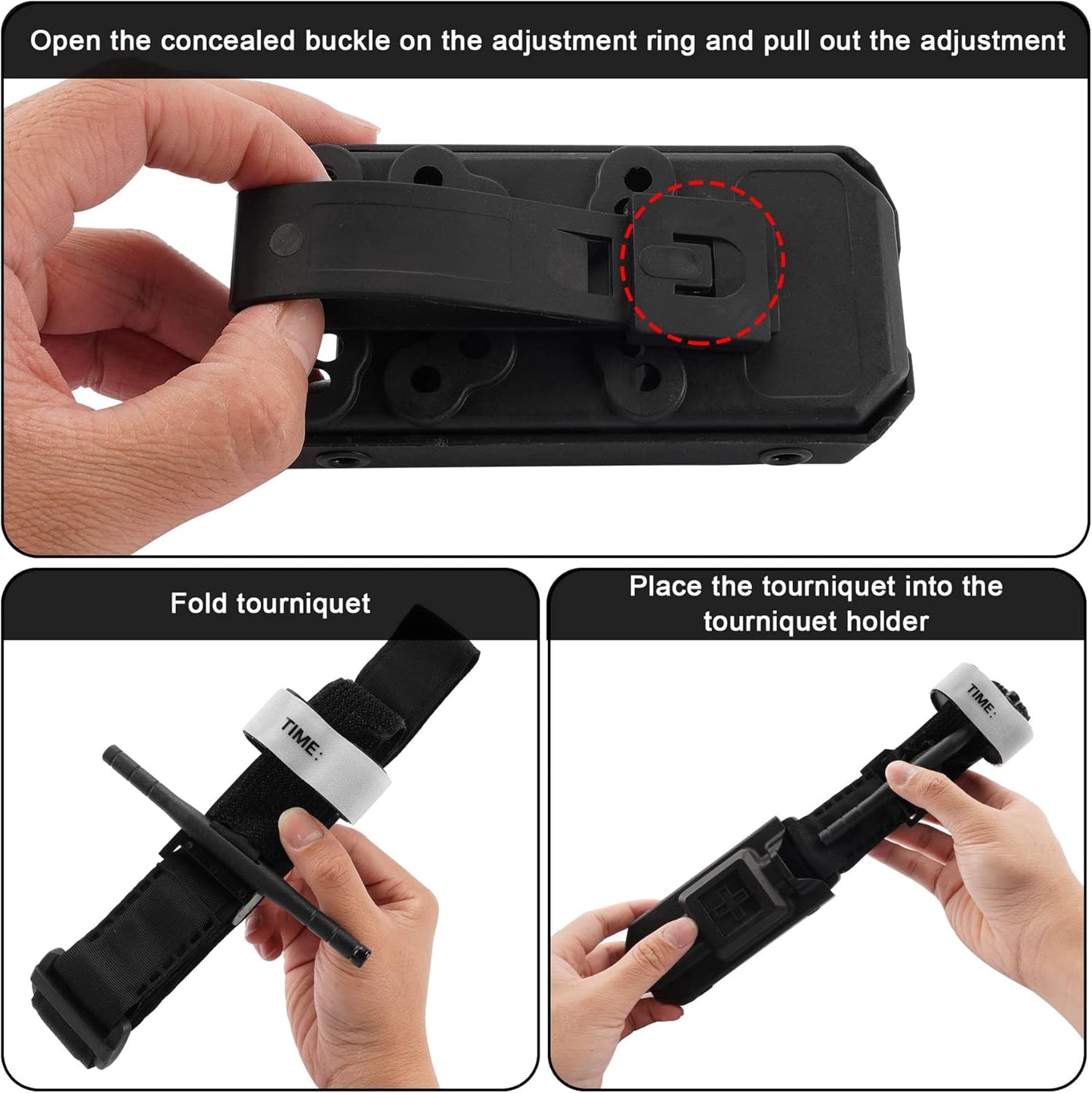 Tourniquet Holder with Combat One-Handed Tourniquet, Tatical Pouch Included Rescue Medical Tourniquet for Emergency First Aid, 1 Pack Black Tourniquet Tatical Pouch Kit (1 Pack Black)