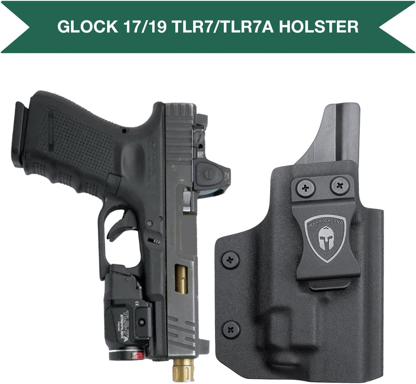 Glock 19 TLR7/TLR7A Holster IWB Kydex Holster Optic Cut Fit: Glock 17 19 19X 44 45 Gen 3-5 & Glock 23 32 Gen 3-4 TLR-7/TLR-7A, Inside Waistband Conceal Carry, Adj. Cant & Retention, Right Hand