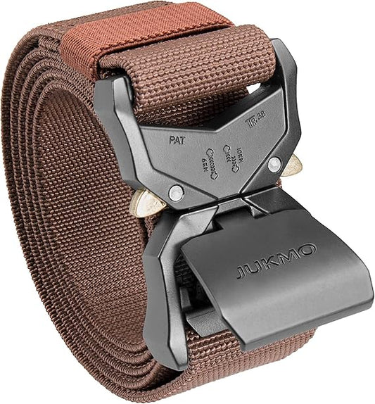 JUKMO Tactical Belt, Military Hiking Rigger 1.5" Nylon Web Work Belt with Heavy Duty Quick Release Buckle