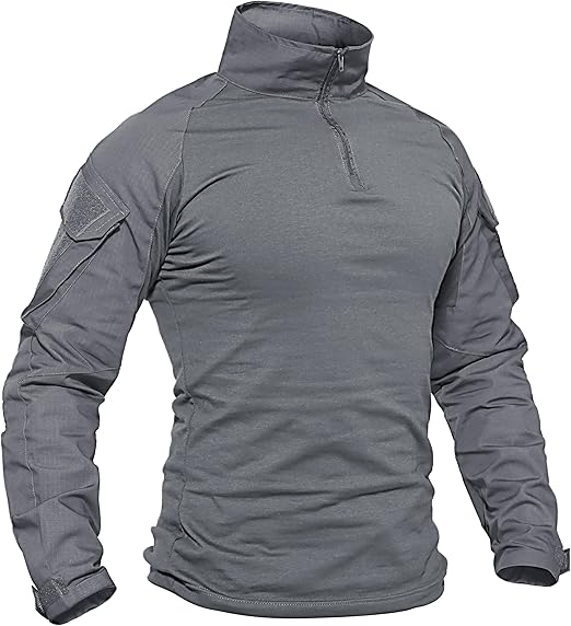 Shirt 1/4 Zip with PoMen's Tactical Shirt Long Sleeve Combatckets Military Army Paintball Airsoft Breathable