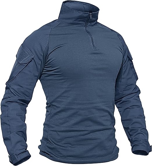 Shirt 1/4 Zip with PoMen's Tactical Shirt Long Sleeve Combatckets Military Army Paintball Airsoft Breathable