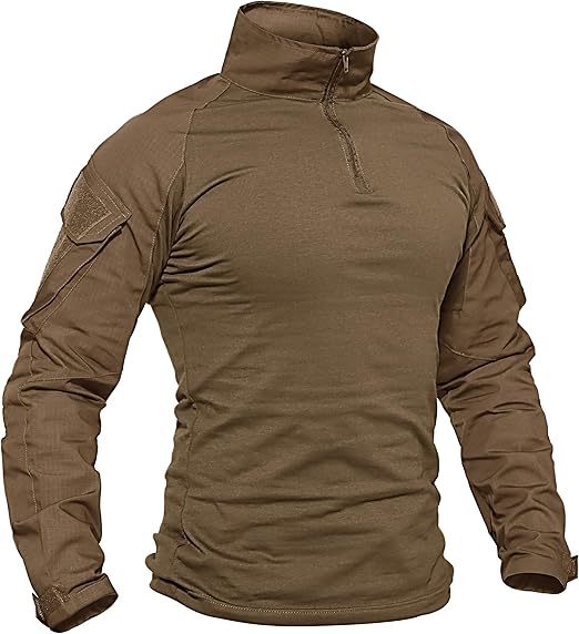 Shirt 1/4 Zip with PoMen's Tactical Shirt Long Sleeve Combatckets Military Army Paintball Airsoft Breathable