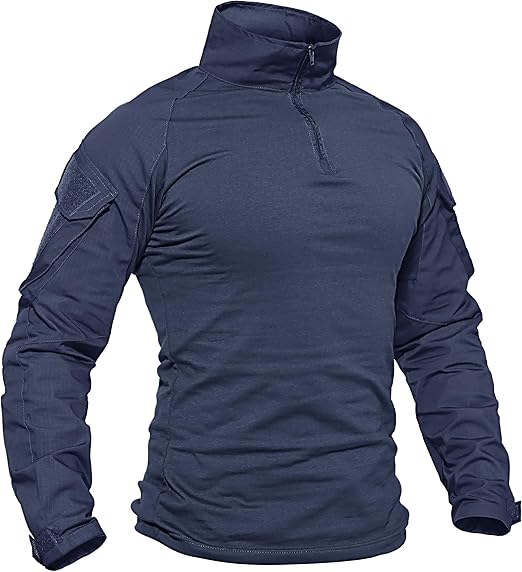 Shirt 1/4 Zip with PoMen's Tactical Shirt Long Sleeve Combatckets Military Army Paintball Airsoft Breathable