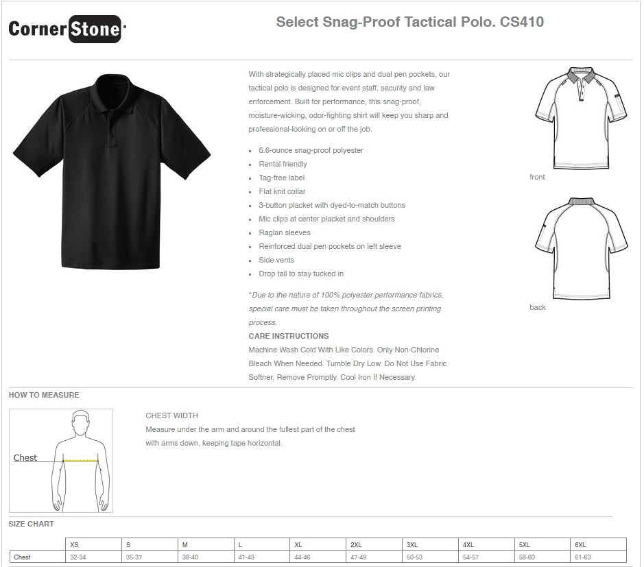 Select Snag-Proof Tactical Polo CornerStone® - Ref CS410