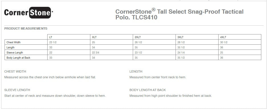 Tall Select Snag-Proof Tactical Polo CornerStone® - Ref TLCS410